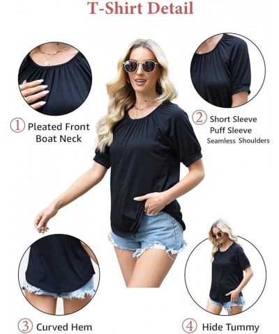 Womens Summer Tops Casual Short Sleeve Round Neck Shirts Royal Blue $10.02 Tops