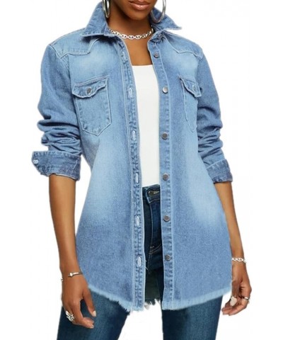 Denim Jacket for Women Winter Long Sleeve Classic Distressed Butterfly Jean Trucker Jackets Light Blue2788 $24.77 Jackets