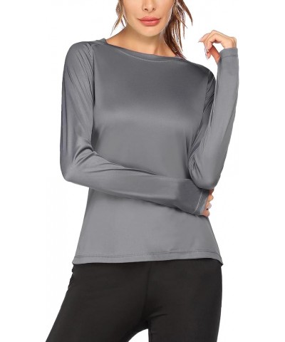 Women's UPF 50+ Sun Protection Shirts Quick Dry Long Sleeve Shirts Lightweight T-Shirt Outdoor Hiking Runing Fishing B-grey-t...