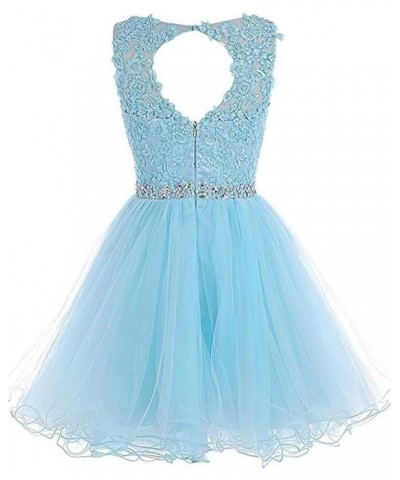 Women's Appliques Prom Dress Short Party Cocktail Gown Beaded Teens Homecoming Dresses Ocean Blue $26.46 Dresses