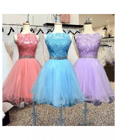 Women's Appliques Prom Dress Short Party Cocktail Gown Beaded Teens Homecoming Dresses Ocean Blue $26.46 Dresses