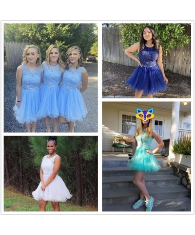 Women's Appliques Prom Dress Short Party Cocktail Gown Beaded Teens Homecoming Dresses Ocean Blue $26.46 Dresses