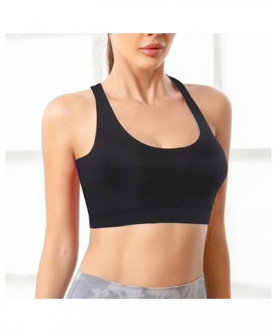 Women High Impact Sports Bra Criss Cross Back Padded Bra Workout Fitness Sports Yoga Bras Black $17.69 Lingerie