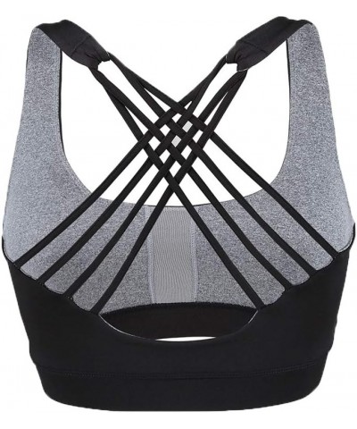 Women High Impact Sports Bra Criss Cross Back Padded Bra Workout Fitness Sports Yoga Bras Black $17.69 Lingerie