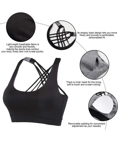 Women High Impact Sports Bra Criss Cross Back Padded Bra Workout Fitness Sports Yoga Bras Black $17.69 Lingerie