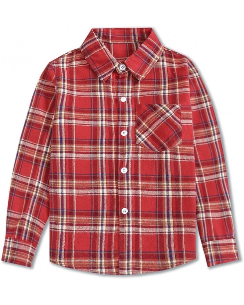 Girls & Women's Long Sleeve Casual Button Down Shirts, 3 Months - Adult 2XL Youth Bright Red Plaid $7.94 Blouses