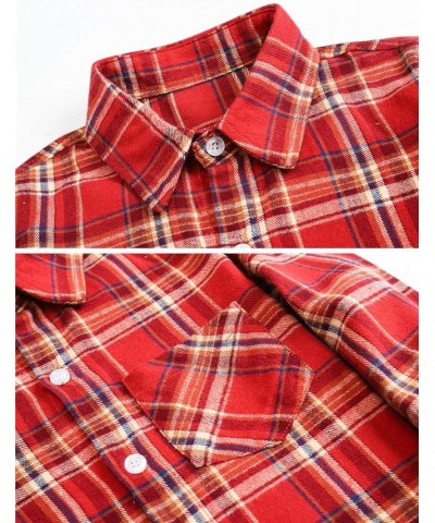 Girls & Women's Long Sleeve Casual Button Down Shirts, 3 Months - Adult 2XL Youth Bright Red Plaid $7.94 Blouses