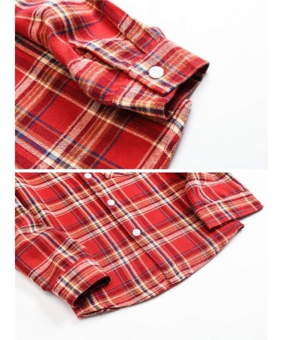 Girls & Women's Long Sleeve Casual Button Down Shirts, 3 Months - Adult 2XL Youth Bright Red Plaid $7.94 Blouses