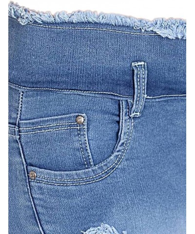 Capris Jeans for Women Casual Summer Ripped Roll Up Hem Mid Waist Soft Medieum Blue $18.04 Jeans