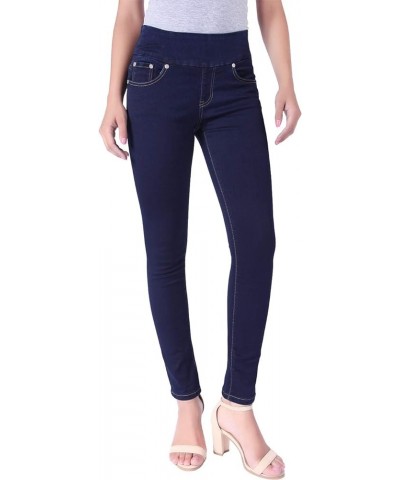 Women's Stretchy Mid Rise Pull On Yoga Denim Skinny Jeans with Wide Pull On Band True Indigo6 $11.76 Jeans