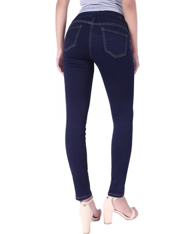 Women's Stretchy Mid Rise Pull On Yoga Denim Skinny Jeans with Wide Pull On Band True Indigo6 $11.76 Jeans