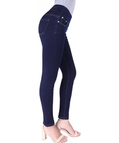 Women's Stretchy Mid Rise Pull On Yoga Denim Skinny Jeans with Wide Pull On Band True Indigo6 $11.76 Jeans