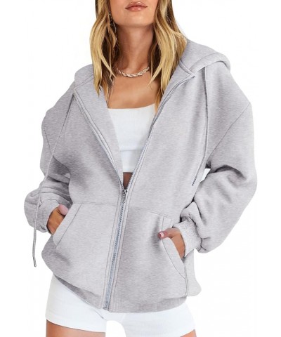Women's Oversized Zip Up Hoodies Sweatshirts Y2K Clothes Cute Teen Girl Fall Casual Drawstring Jackets with Pockets Grey $20....