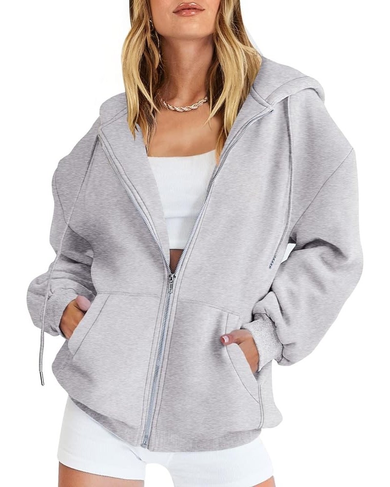 Women's Oversized Zip Up Hoodies Sweatshirts Y2K Clothes Cute Teen Girl Fall Casual Drawstring Jackets with Pockets Grey $20....