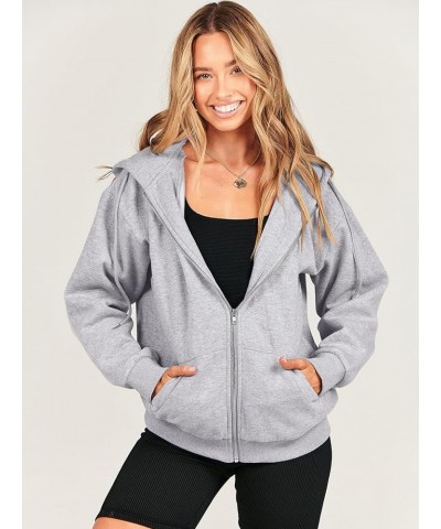 Women's Oversized Zip Up Hoodies Sweatshirts Y2K Clothes Cute Teen Girl Fall Casual Drawstring Jackets with Pockets Grey $20....