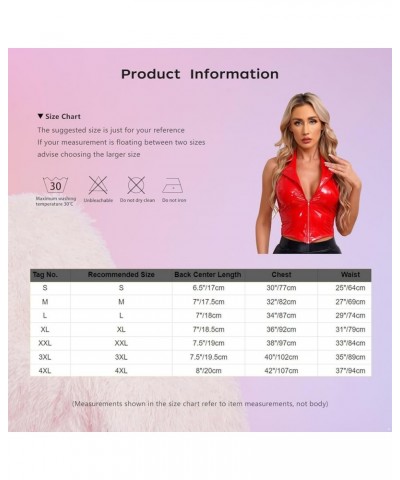 Women's Sexy Clubwear Patent Leather Crop Tops Camisole Wet Look Sleeveless Tank Tops Red a $6.81 Tanks