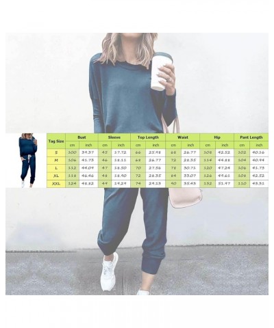 Women's Sweatsuit Sets 2 Piece Outfits Lounge Round Neck Long Sleeve Pullover Tops Drawstring Pant Lightweight Tracksuits 07-...