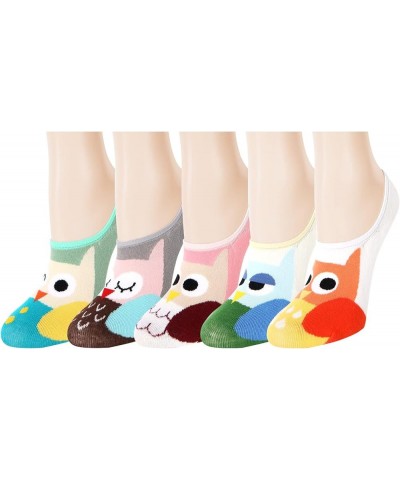 Women Girls Funny Cute Animal Colorful Cartoon Art No Show Low Cut Socks Crazy Non Slip Liner Ankle Socks 5 Pairs Owls $7.41 ...