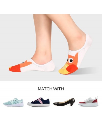 Women Girls Funny Cute Animal Colorful Cartoon Art No Show Low Cut Socks Crazy Non Slip Liner Ankle Socks 5 Pairs Owls $7.41 ...