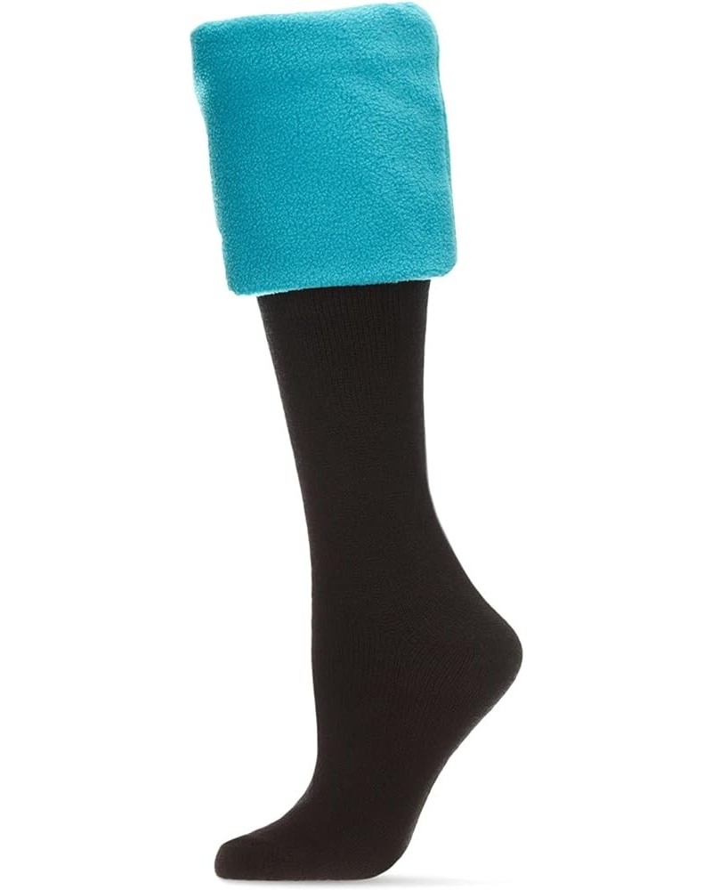 Extra Fuzzy Cuff Welly Boot Socks Blue Coral $9.51 Socks