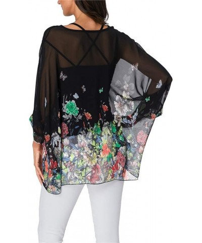 Womens Summer Printed Batwing Sleeve Top Chiffon Poncho Casual Loose Sheer Blouse Shirt 4332 $10.39 Blouses