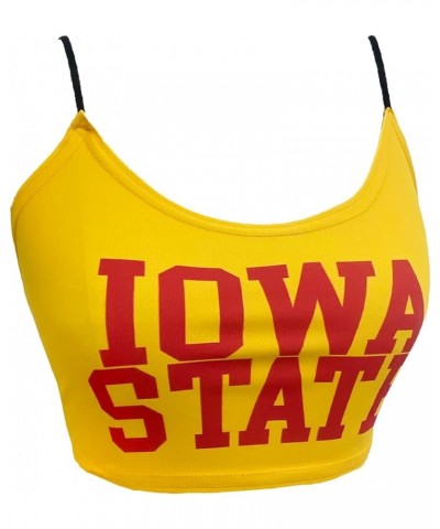 Women's Tailgate Outfit College Spaghetti Tank Top Crop Top Made in USA One Size Fits Most Iowa State Cyclones - Yellow $21.1...