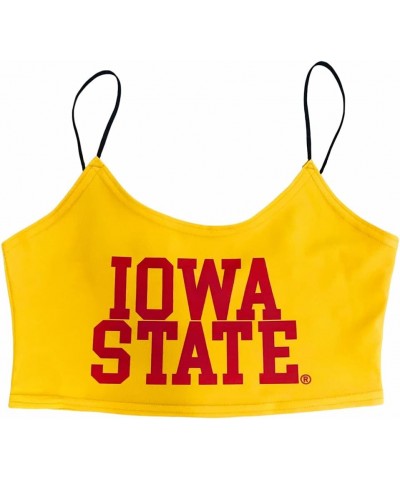 Women's Tailgate Outfit College Spaghetti Tank Top Crop Top Made in USA One Size Fits Most Iowa State Cyclones - Yellow $21.1...