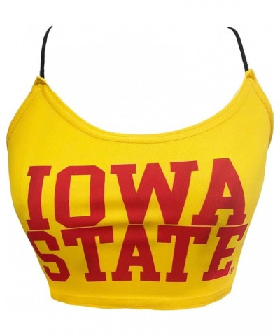 Women's Tailgate Outfit College Spaghetti Tank Top Crop Top Made in USA One Size Fits Most Iowa State Cyclones - Yellow $21.1...