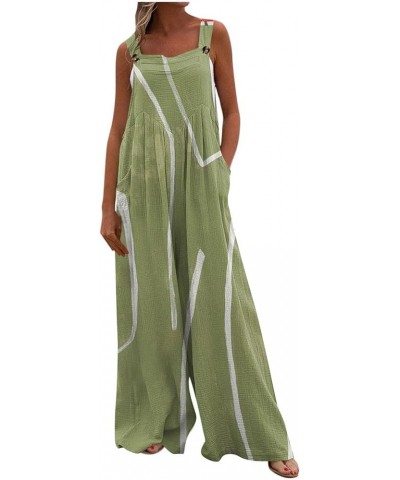 Women's Casual Loose Overalls Jumpsuits Adjustable Straps Wide Leg Long Pant Rompers With Pockets 000 Green $10.91 Rompers