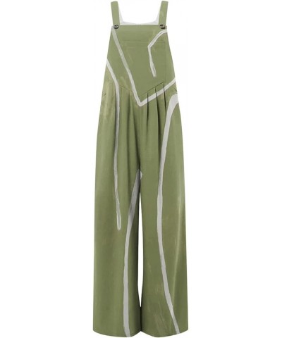 Women's Casual Loose Overalls Jumpsuits Adjustable Straps Wide Leg Long Pant Rompers With Pockets 000 Green $10.91 Rompers