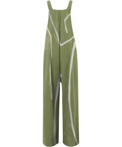 Women's Casual Loose Overalls Jumpsuits Adjustable Straps Wide Leg Long Pant Rompers With Pockets 000 Green $10.91 Rompers