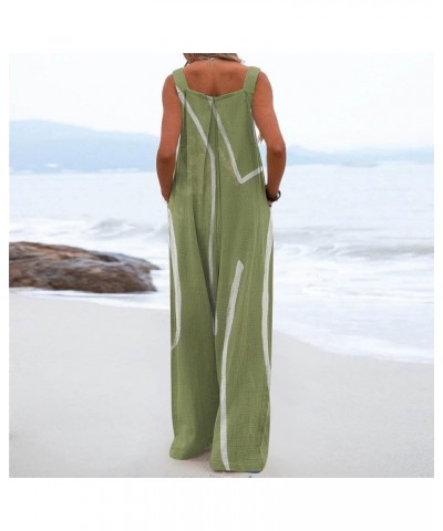 Women's Casual Loose Overalls Jumpsuits Adjustable Straps Wide Leg Long Pant Rompers With Pockets 000 Green $10.91 Rompers