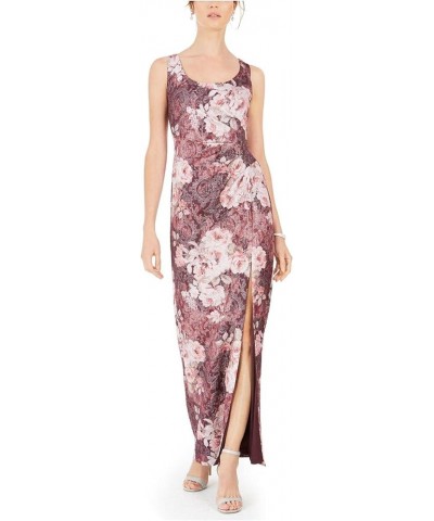 Womens Floral Gown Dress Burgundy $66.49 Dresses