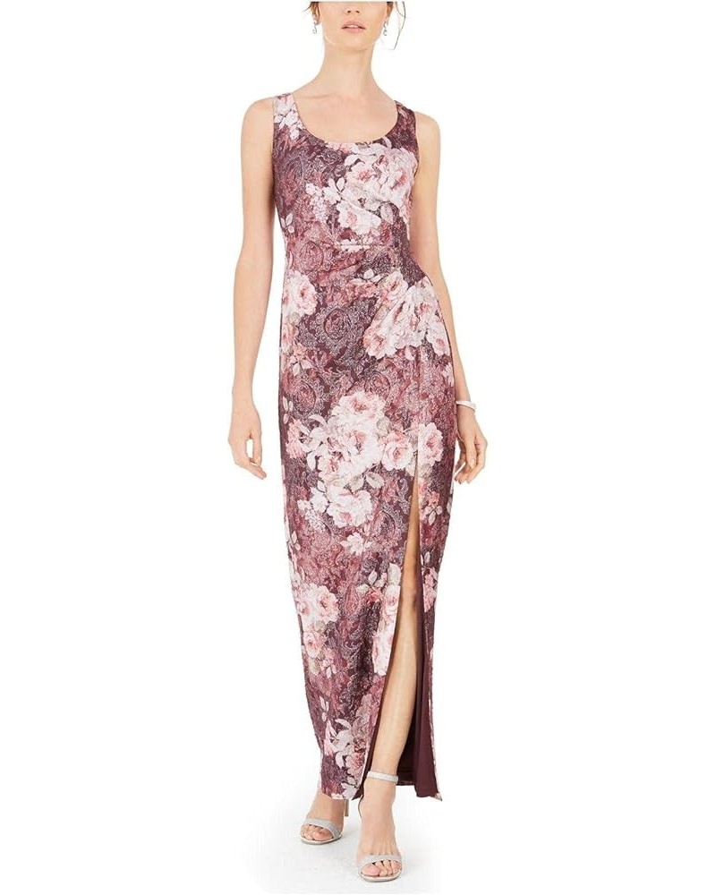 Womens Floral Gown Dress Burgundy $66.49 Dresses