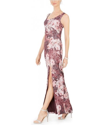 Womens Floral Gown Dress Burgundy $66.49 Dresses