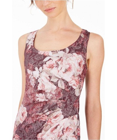 Womens Floral Gown Dress Burgundy $66.49 Dresses