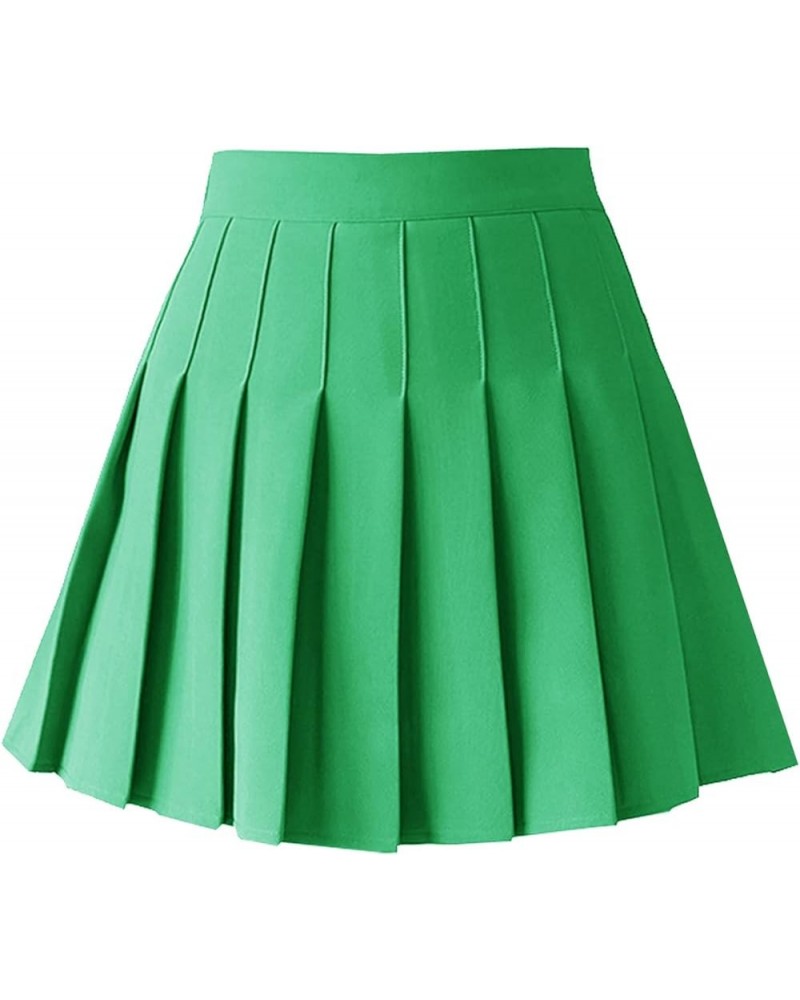 Women's High Waist Pleated Mini Skirt Skater Tennis Skirt Light Green $12.64 Skirts