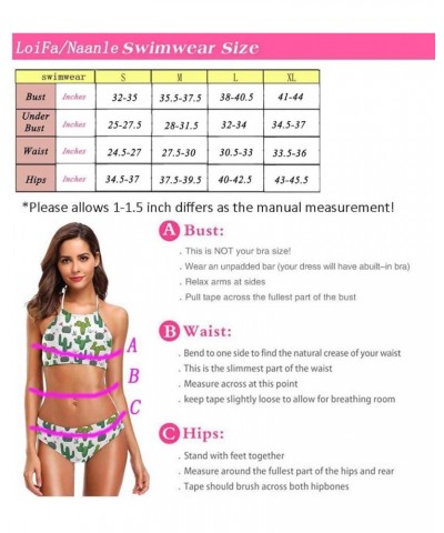 Women's Chic Summer Beach Hot 2 Piece Halter Neack High Waist Padded Sexy Swimsuit Cactus $12.88 Swimsuits