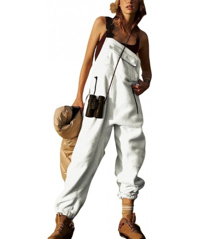 Jumpsuits for Women Dressy Fleece Warm Overalls Trendy Ski Outdoor Romper Winter Loose Casual Jumpsuits with Pockets 2024 Whi...