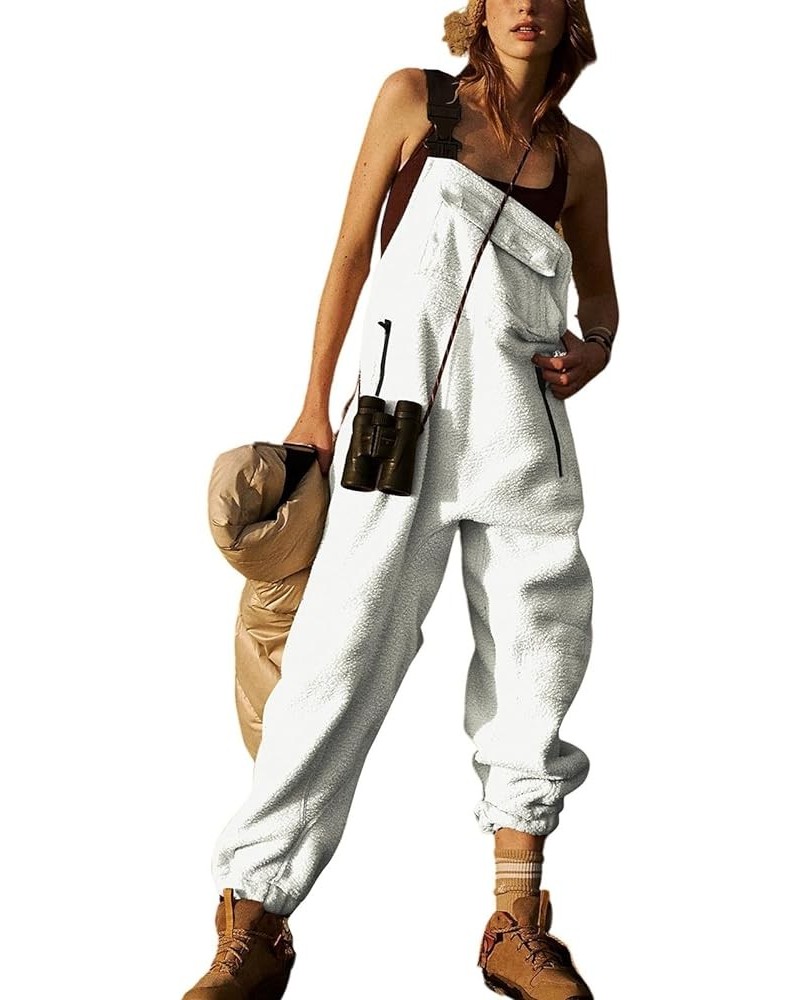 Jumpsuits for Women Dressy Fleece Warm Overalls Trendy Ski Outdoor Romper Winter Loose Casual Jumpsuits with Pockets 2024 Whi...