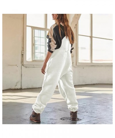 Jumpsuits for Women Dressy Fleece Warm Overalls Trendy Ski Outdoor Romper Winter Loose Casual Jumpsuits with Pockets 2024 Whi...