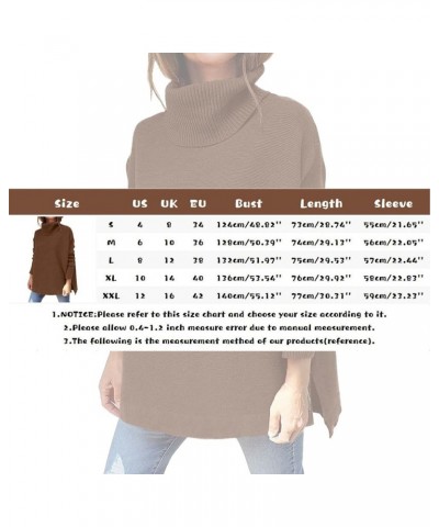 Womens Turtleneck Oversized Sweater 2023 Trendy Oversized Long Sleeve Hem Casual Tunic Pullover Sweater Knit Tops A8-white $1...