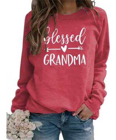 Women Blessed Grandma Sweatshirts Arrow Graphic Streetwear Hoodie Crewneck Long Sleeve Sweatshirt Tops Red 2 $15.00 Hoodies &...