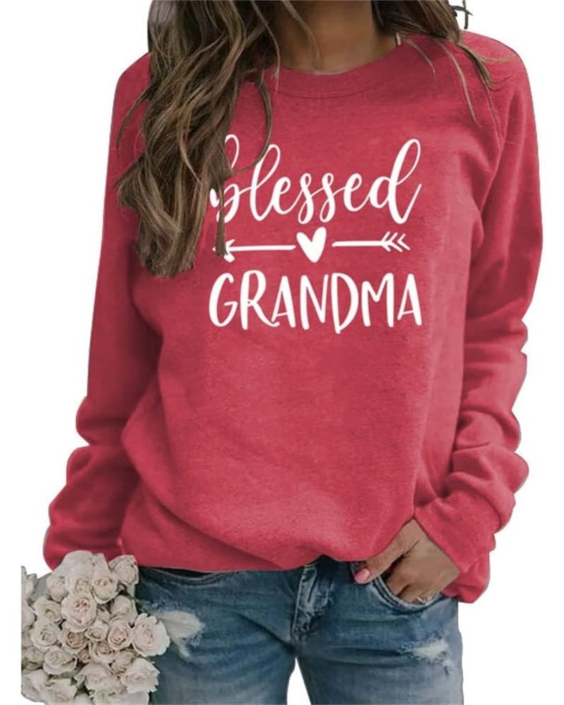 Women Blessed Grandma Sweatshirts Arrow Graphic Streetwear Hoodie Crewneck Long Sleeve Sweatshirt Tops Red 2 $15.00 Hoodies &...