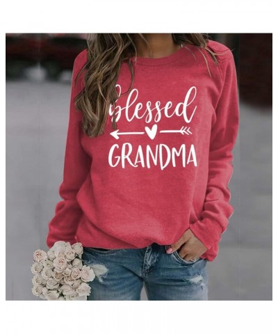 Women Blessed Grandma Sweatshirts Arrow Graphic Streetwear Hoodie Crewneck Long Sleeve Sweatshirt Tops Red 2 $15.00 Hoodies &...