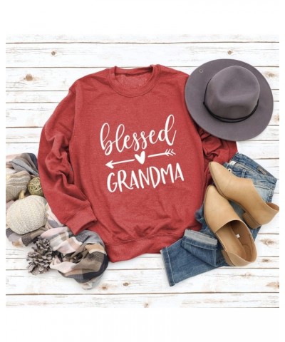 Women Blessed Grandma Sweatshirts Arrow Graphic Streetwear Hoodie Crewneck Long Sleeve Sweatshirt Tops Red 2 $15.00 Hoodies &...