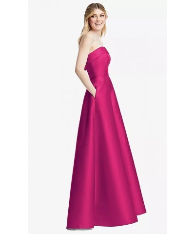 Satin Long Prom Dresses for Women Strapless A Line Glitter Homecoming Dresses Long Fomal Evening Party Gown for Wedding Silve...