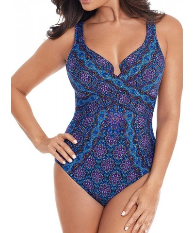 Women's Swimwear Slimming Escape Underwire Molded Cup Bra Tummy Control One Piece Swimsuit Danube Bleu Multi $47.50 Swimsuits