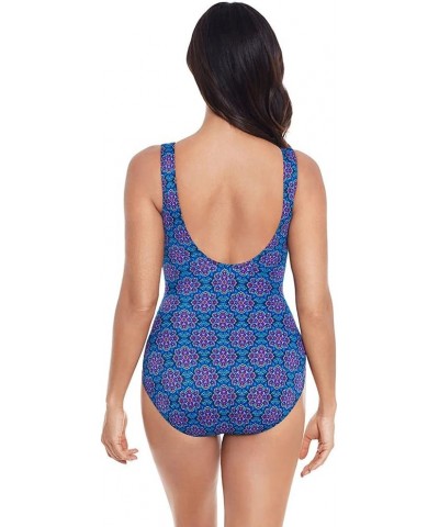 Women's Swimwear Slimming Escape Underwire Molded Cup Bra Tummy Control One Piece Swimsuit Danube Bleu Multi $47.50 Swimsuits