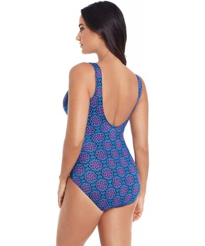 Women's Swimwear Slimming Escape Underwire Molded Cup Bra Tummy Control One Piece Swimsuit Danube Bleu Multi $47.50 Swimsuits